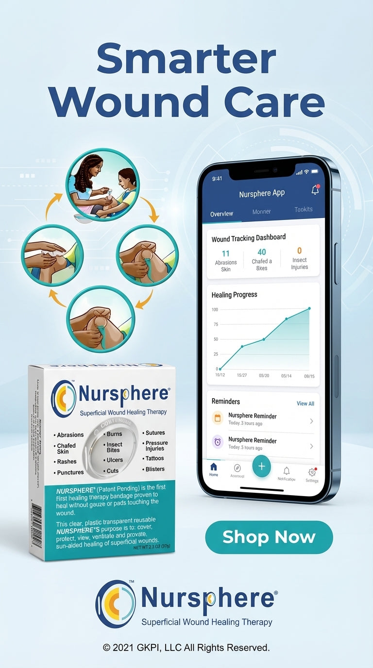 Nursphere® Original Clear Dome Bandages with Wound Tracker™ App