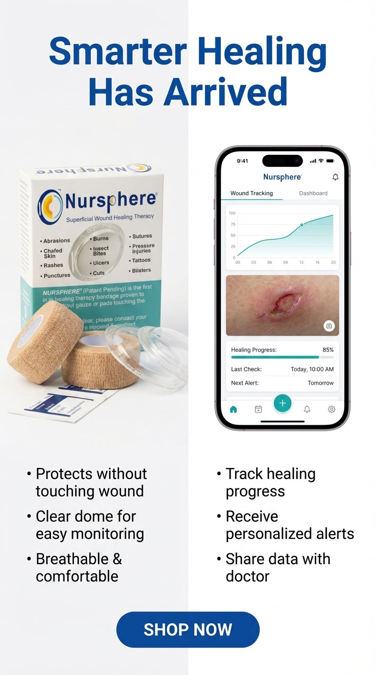 Nursphere® Original Clear Dome Bandages with Wound Tracker™ App
