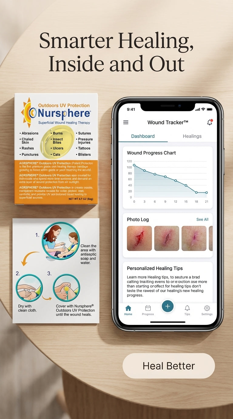 Nursphere® Original Outdoors UV Protection Dome Bandages with Wound Tracker™ App