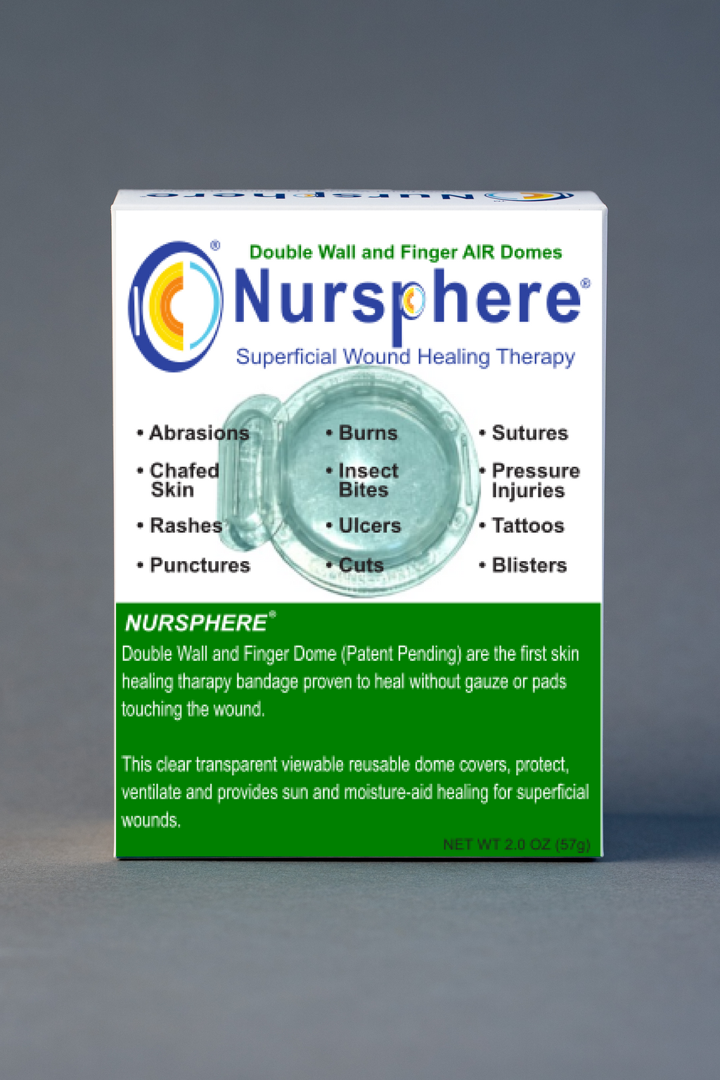 Nursphere® Original Double Wall and Finger AIR Dome Bandages™ with Wound Tracker™ App