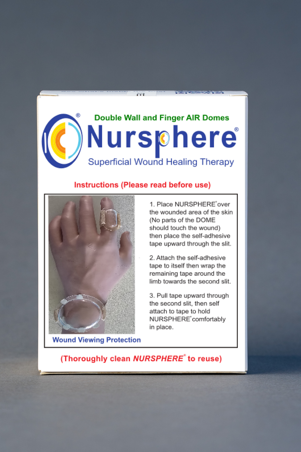 Nursphere® Original Double Wall and Finger AIR Dome Bandages™ with Wound Tracker™ App